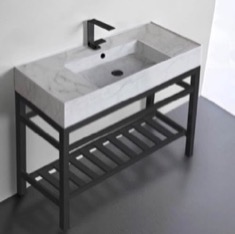 Modern Console Sink Vanity, Marble Style Sink, 40 inch